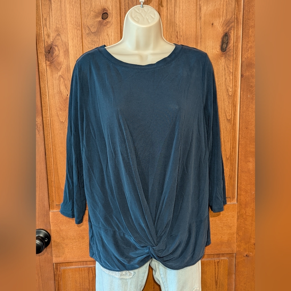LOFT Dark Blue Twist Front Blouse